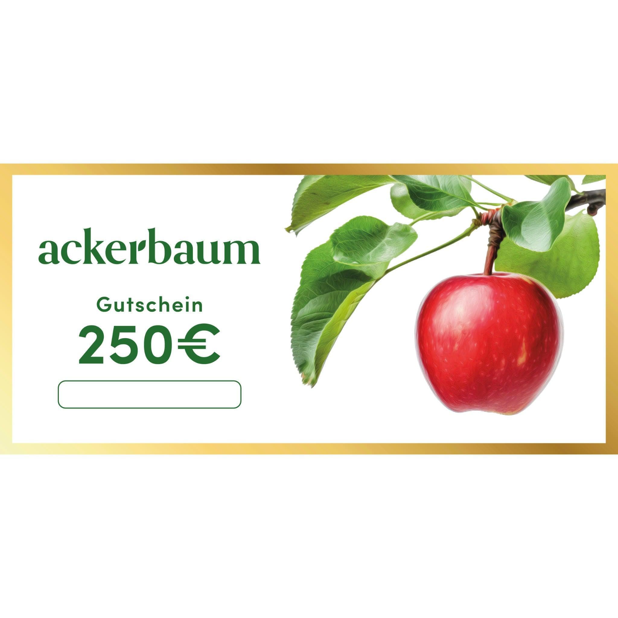 ackerbaum 250€ Gutschein - Edler Papiergutschein mit Goldrand